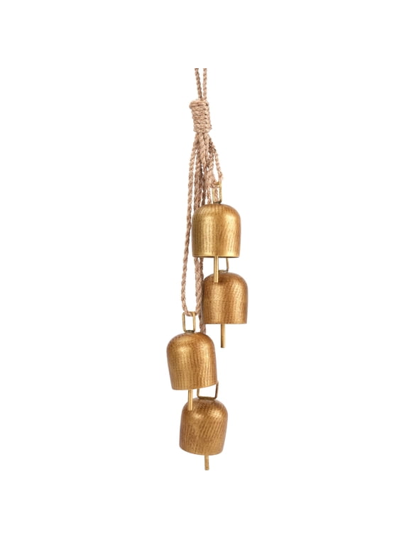 Rustic Gold Bell with Jute Hanging Rope, Cow Bell for Christmas Tree Decor, Weddings, Parties