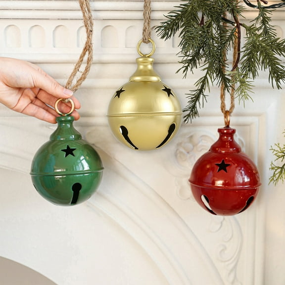 Christmas Bells Decorations, Iron Ornaments, Festive Tree Pendants, Rustic Holiday Decor, Home Seasonal Display,Vsgery