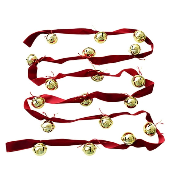 Christmas Bells Decorations Velvet Ribbon Garland Jingle Bell String with Ringing Sound for Tree Fireplace Door Holiday Home Party Decor