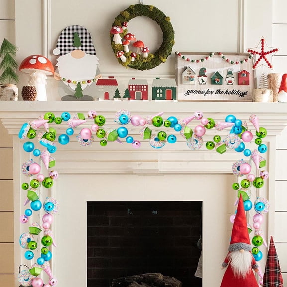 Christmas Bells Garlands with Hanging Balls - Festive Decor for Christmas Tree, Shopping Mall, Hotel Window Displays, Holiday Party Ornaments to Brighten Up Celebrations, 70.87in/180cm, Multicolor