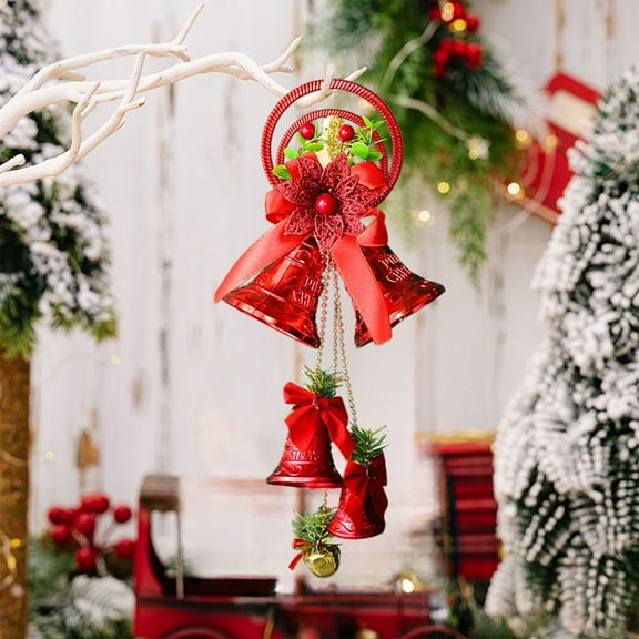 Christmas Tree Bells Hanging Decorations, Holiday Ornaments for Christmas Tree Decorating, Family Gathering Stocking Stuffer Gifts, Santa Claus Bells for Front Door Welcome and Seasonal Akmoler