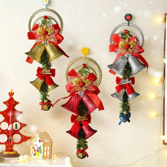 Christmas Tree Bells Hanging Decorations, Holiday Ornaments for Christmas Tree Decorating, Family Gathering Stocking Stuffer Gifts, Santa Claus Bells for Front Door Welcome and Seasonal Akmoler