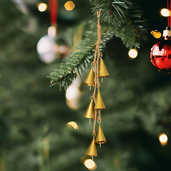 Christmas Bells Pendant String – Vintage Metal Iron Bells on Rope, Home Wall Hanging for Christmas, Festive Holiday Decoration, Enhances Cozy Christmas Atmosphere