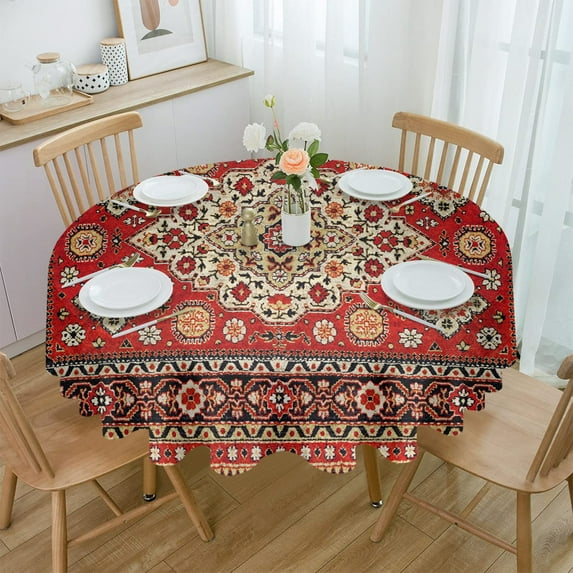 Christmas Bells Round Tablecloth Waterproof Wedding Decor Table Cover Christmas Party Decorative Tablecloth