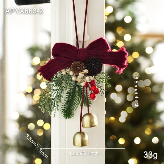 Christmas Bells Set of 2, Handmade Rustic Vintage Iron Jingle Bells with Natural Jute Rope for Hanging - Farmhouse Christmas Decorations for Tree, Mantel, Door, Wall, and Holiday Home Decor(B)