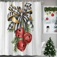 thumbnail image 1 of Christmas Bells Shower Curtains for Bathroom, Black Plaids Butterflies Wooden Ribbons Waterproof Fabric Shower Curtain for Bathroom Bathtub Decoration, Machine Washable, 72"x84", 1 of 9
