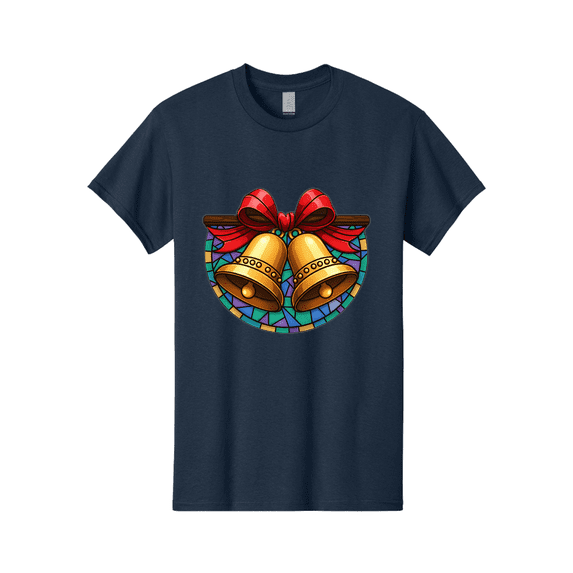 Christmas-Bells-Stained-Glass Mens Graphic Tee, 100% Cotton, Casual Summer Wear