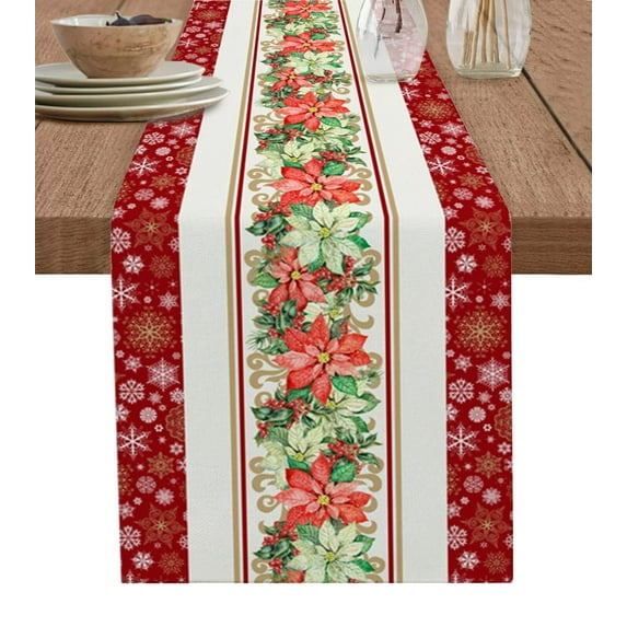 Christmas Bells Table Runner Christmas Dinner Table Cloth Wedding Party Decor Cotton Linen Tablecloth