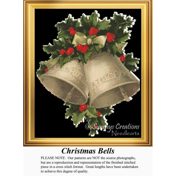 Christmas Bells, Vintage Counted Cross Stitch Pattern (Pattern Only, You Provide the Floss and Fabric)