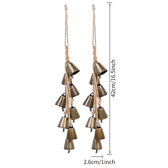 Christmas Bells Vintage Hanging Decorative: Gold Bells Decor with Jute Hanging Rope - Metal Cow Bells Christmas Decor for Christmas Wreath Garland Tree Wedding Party Door Staircase Railings