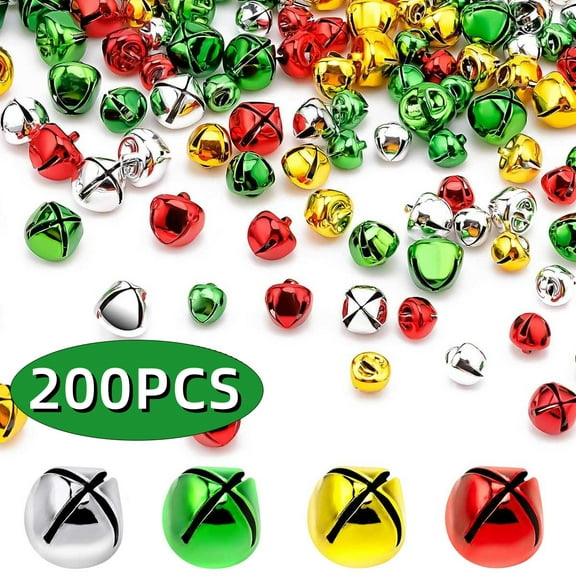 Christmas Bells for Crafts​ Small Colorful Jingle Bells with Loud Sound, 4 Bright Colors, Miniature Bells for Tree Home Decoration 200Pcs Set 1