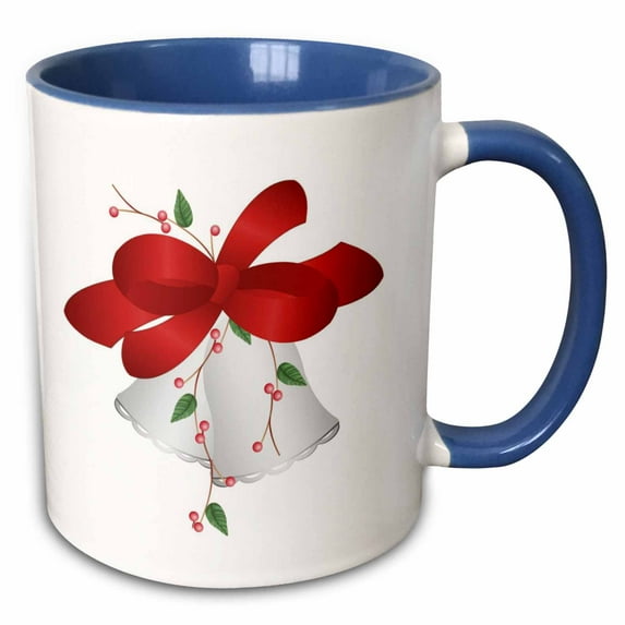 Christmas Bells with Berries and Bow 15oz Two-Tone Blue Mug mug-35825-11