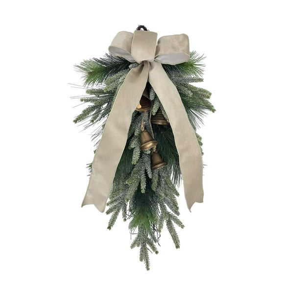 Christmas Bells with Bow Hanging Decor, 28 in, by Wivi