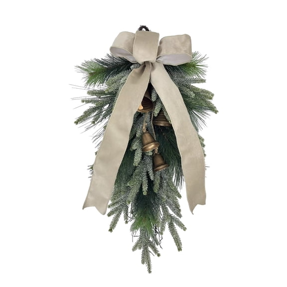 Christmas Bells with Bow Hanging Decor, 28 in, by Wivi