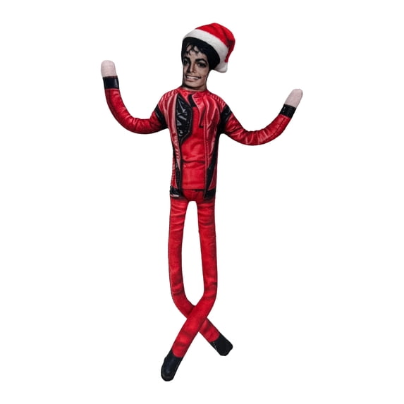 Christmas Bendable Pop Star Plush Doll with Internal Wire Armature, Posable Stuffed Puppet for Desk Display, Collectible Music Gift for M-J Fans