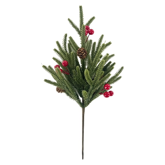 Christmas Berries Pine Picks Artificial Red Berry Pine Branches Long Faux Pine Stem with Pinecones for Xmas Tree Wreath DIY Craft Floral Arrangement Holiday Season Decor