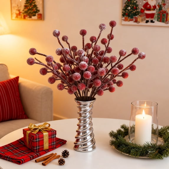 Christmas Berry Cutting Decor Artificial Snowflake Tree Wreath Decor