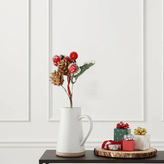 Christmas Berry Pinaster Cuttings Bouquet, Holiday Greenery Arrangement for Christmas Home Decor, Family Gathering Table Centerpiece, Artificial Pine Stems for Mantel Display and Seasonal Sopatenor