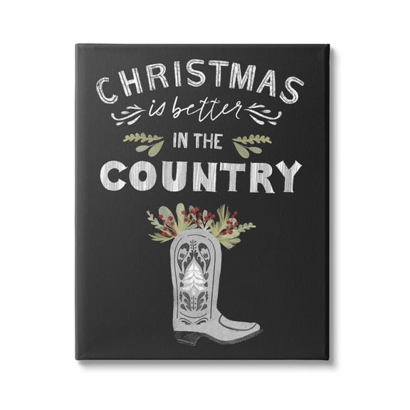 Christmas Better In Country Phrase Holiday Graphic Art Gallery Wrapped Canvas Print Wall Art