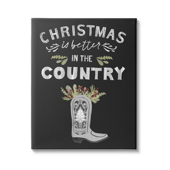 Christmas Better In Country Phrase Holiday Graphic Art Gallery Wrapped Canvas Print Wall Art