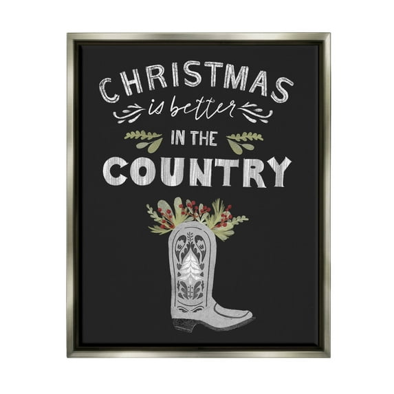 Christmas Better In Country Phrase Holiday Graphic Art Luster Gray Framed Art Print Wall Art