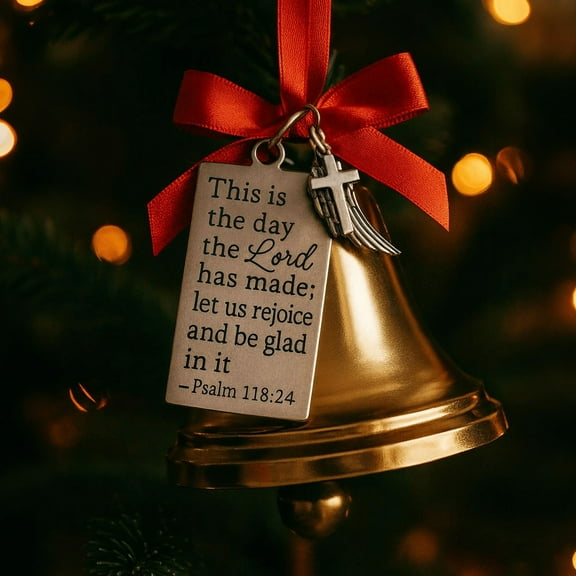 Christmas Bible Scripture Bell Decoration - Religious Themed Decor for Christmas, Delicate Bell with Scripture Details, Durable Material, Easy to Hang, Perfect for Religious Family Christmas Setup, D