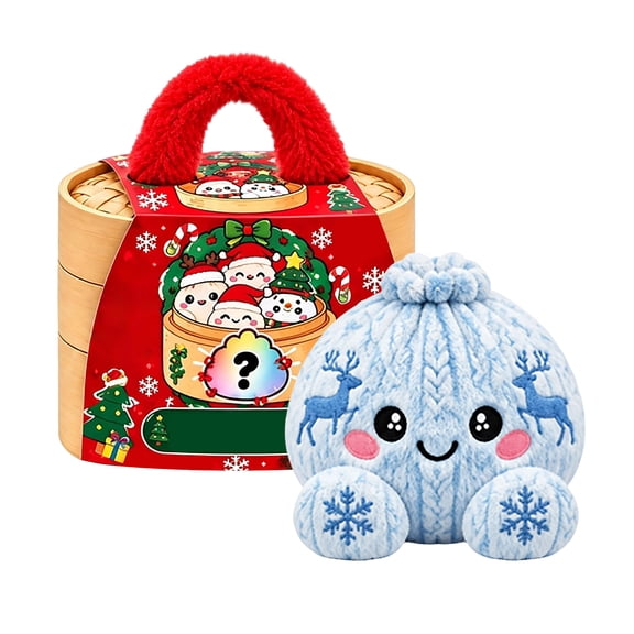 Christmas Big Mystery Dumpling, 5.9" Cute Plush Stuffed Steamed Bun Squishies, Dumpling Plush Giant Dumpling Stress Ball Squeeze for Adults Home Office Decor, Gift