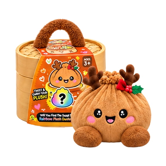 Christmas Big Mystery Dumpling Plush Toys, Cute Plush Stuffed Steamed Bun Squishies, Festive Gift