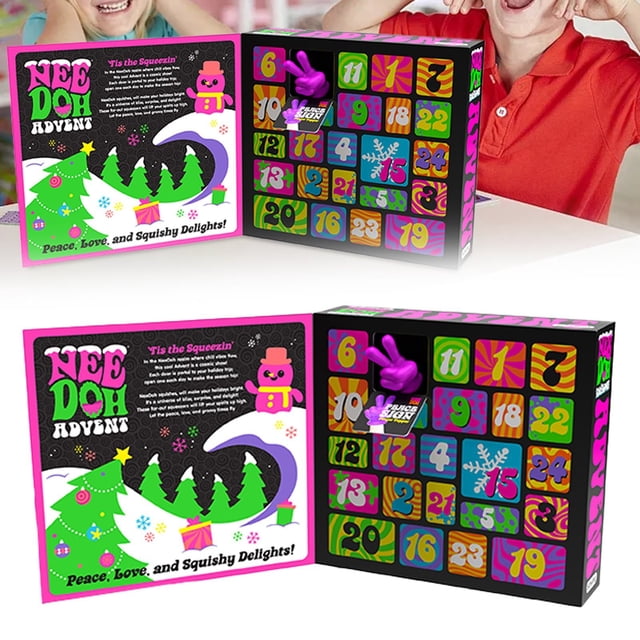Calendario de Adviento ¡Grandes ofertas navideñas! Calendario de Adviento 2024 Schylling NeeDoh Squishmas - 24 mini juguetes para apretar - Cuenta regresiva navideña Juguetes musicales de descompresió