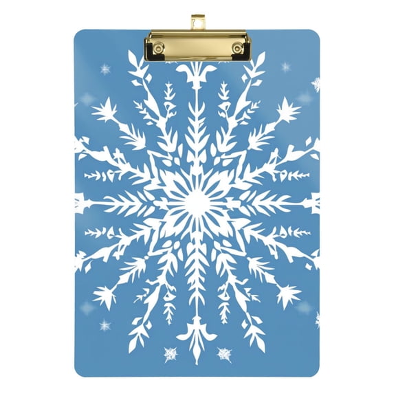 Christmas Big Snowflakes Acrylic Clipboard Drawing Board with Hook Writing Pad File Storage A4 Size Gold 12.5" x 9"