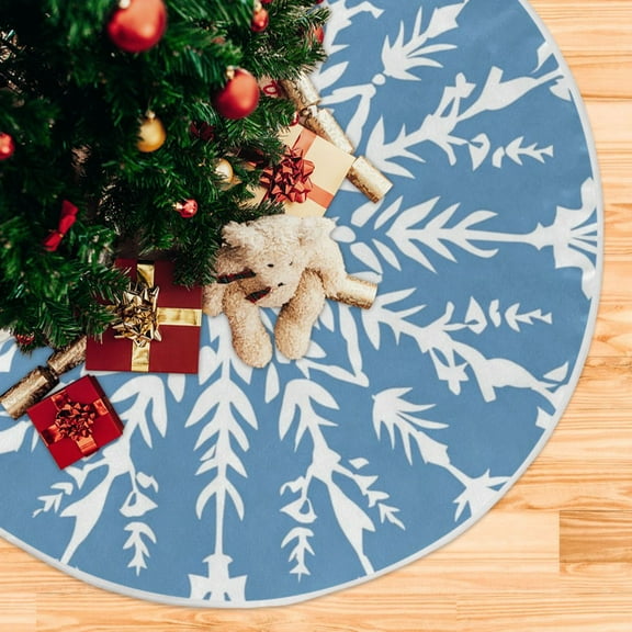 Christmas Big Snowflakes Christmas Tree Skirt Opening Design Floor Mat Holiday Decor 47 inch