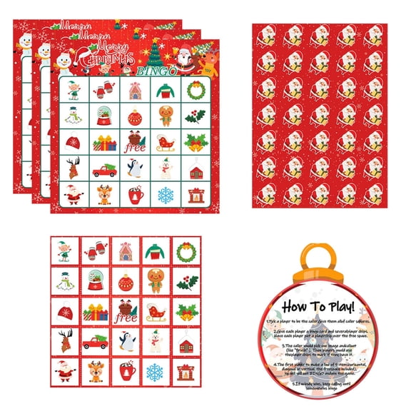 Christmas Bingo Game Set Festive Cards for Family Interactive Party Activity Festive Bingo Playing Cards Set