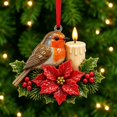thumbnail image 1 of Christmas Bird Acrylic Ornament 3.9 Inch Poinsettia Candle Hanging Tree Decor Design B, 1 of 8