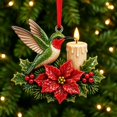thumbnail image 1 of Christmas Bird Acrylic Ornament 3.9 Inch Poinsettia Candle Hanging Tree Decor Design C, 1 of 8