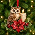 thumbnail image 1 of Christmas Bird Acrylic Ornament 3.9 Inch Poinsettia Candle Hanging Tree Decor Design E, 1 of 8