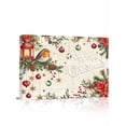 thumbnail image 1 of Christmas Bird Canvas Print Wall Art Framed Canvas Art Wall Decor Poinsettia Floral Holly Fruit Xmas Ball Beige Pictures Painting Morden Artwork for Living Room Bedroom, Ready to Hang - 12"x16", 1 of 6