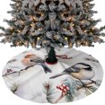 thumbnail image 1 of Christmas Bird Christmas Tree Skirt 36 Inches, Watercolor Green Pine Tree Leaves Xmas Trees Skirt Mat Cover Decorations for Holiday Party Indoor Outdoor, 1 of 9