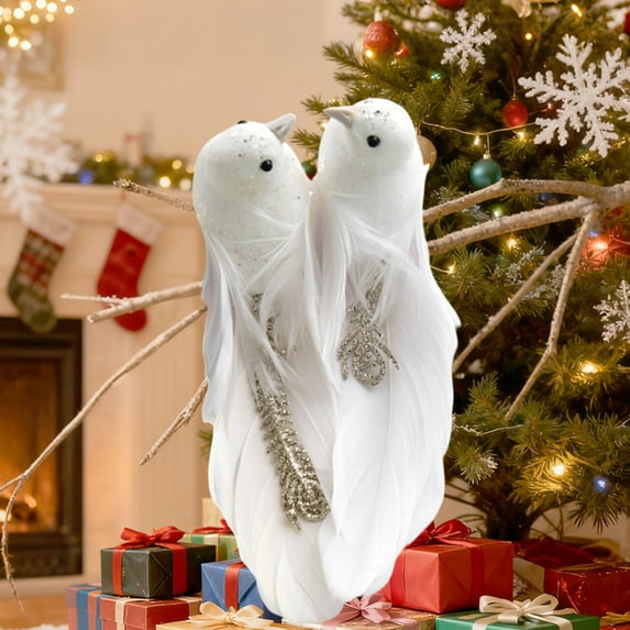 Christmas Bird Ornaments under $5! Cagogo Colorful Feather Christmas Birds Ornaments, Artificial Bird Decorations for Christmas Tree, Festive Foam Bird Picks for Holiday Decor, Xmas Tree Decorations,