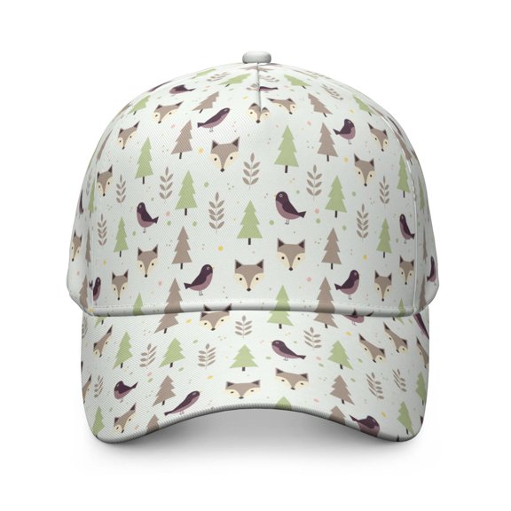Christmas Bird Pine Tree Pattern Baseball Cap, Casual Daily Hat with Snap Closure & Sweatband, Polyester Construction Gifts for Unisex Men Women