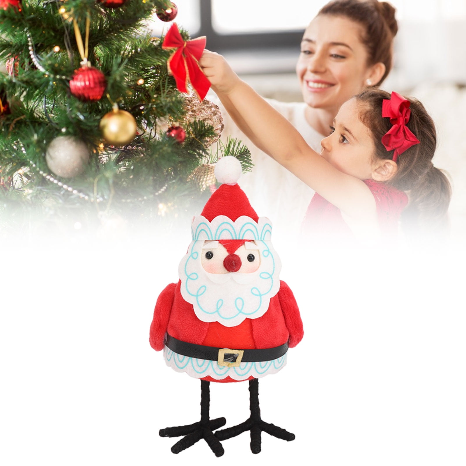 Christmas Birds Table Decorations, Cute Vivid Plush Birds, Xmas Fabric Birds Table Top Ornaments