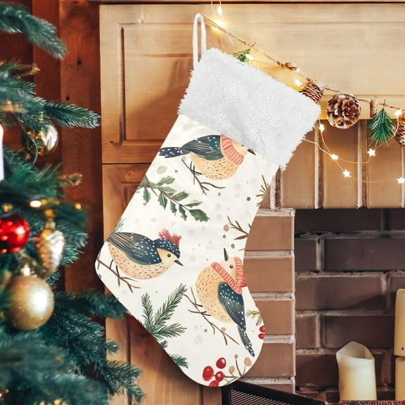 Christmas Birds and Leaves Large Size Christmas Stockings Xmas Stocking Holiday Party Decorations