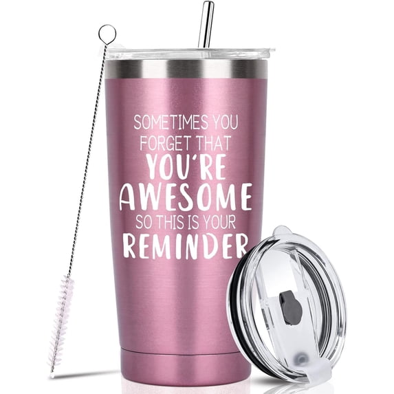 Christmas Birthday Gifts for Women Mom Wife Her Friends, 20 OZ Tumbler Cup with Straws Lids, Xmas Valentines Day Inspirational Stocking Stuffers for Best Friend Female Sister Daughter Coworker