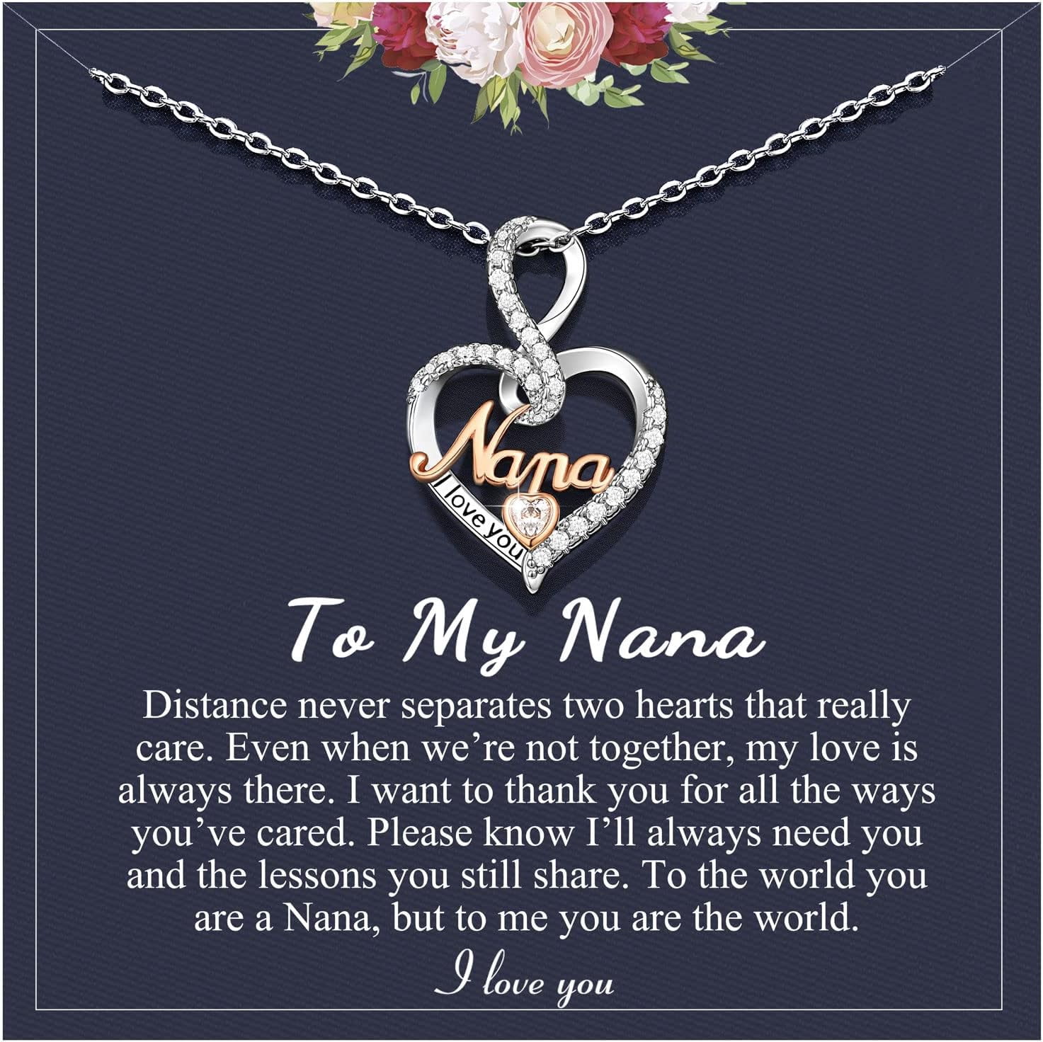 Christmas Birthday Gifts for Women Infinity Love Heart Necklace Jewelry Present for Mom Grandma Nana Aunt