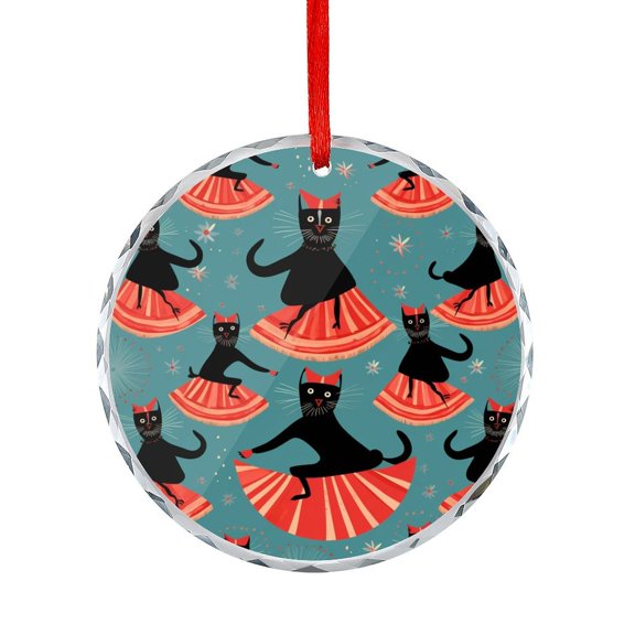 Christmas Black Cat Glass Christmas Ornament Cat Dad Gifts Crystal Ornament 2025 Hanging Craft Collectibles for Xmas Trees Home Party Gifts