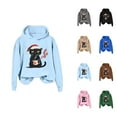 thumbnail image 1 of Christmas Black Cat Hoodies for Women 2025 Long Sleeve Cute Kitten Graphic Hooded Sweatshirt for Cat Lovers Pullover Tops, 1 of 4