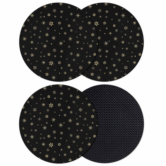 Christmas Black Coasters Set of 4, Absorbent Coasters for Drinks, Winter Snowflakes Xmas Retro Coaster for Desk Coffee Table Protection, Home Decor House Warming Gifts 4"