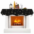thumbnail image 1 of Christmas Black Fireplace Mantle Scarf, Winter Snowflakes Xmas Retro Mantel Cover Table Runner for Home Living Room Door Window, Indoor Outdoor Holiday Party Decor 17" x 70", 1 of 8