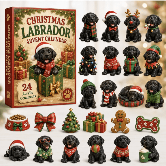 Christmas Black Labrador Advent Calendar 2026 - 24-Day Festive Countdown, Acrylic Charms Blind Box - Gift For Labrador Lovers