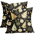 thumbnail image 1 of Christmas Black Pillow Covers 20X20 Inch Gold Xmas Tree Snowflakes Decorative Pillow Cases Set of 2 Winter Holiday Throw Pillows Farmhouse Home Decor for Sofa Couch Cushion Outdoor, 1 of 6