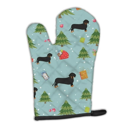 Christmas Black Tan Dachshund Oven Mitt